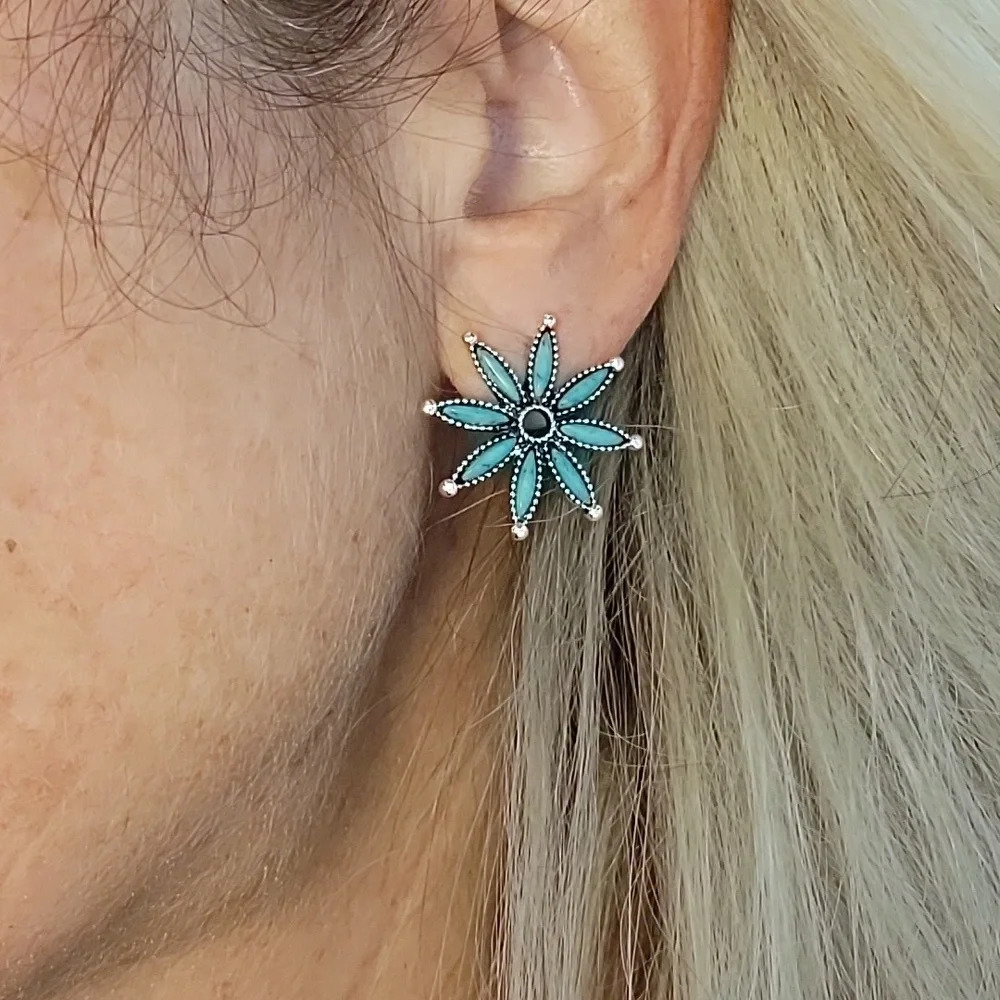🔥LAST PAIR🔥 CACTUS FLOWER WESTERN EARRINGS - Picture 7 of 8